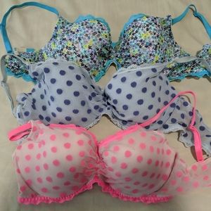 Victoria's Secret Bra Bundle 34C floral polka dots
